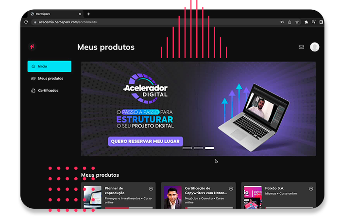 Imagem da plataforma Herospark com o Curso Acelerador Digital